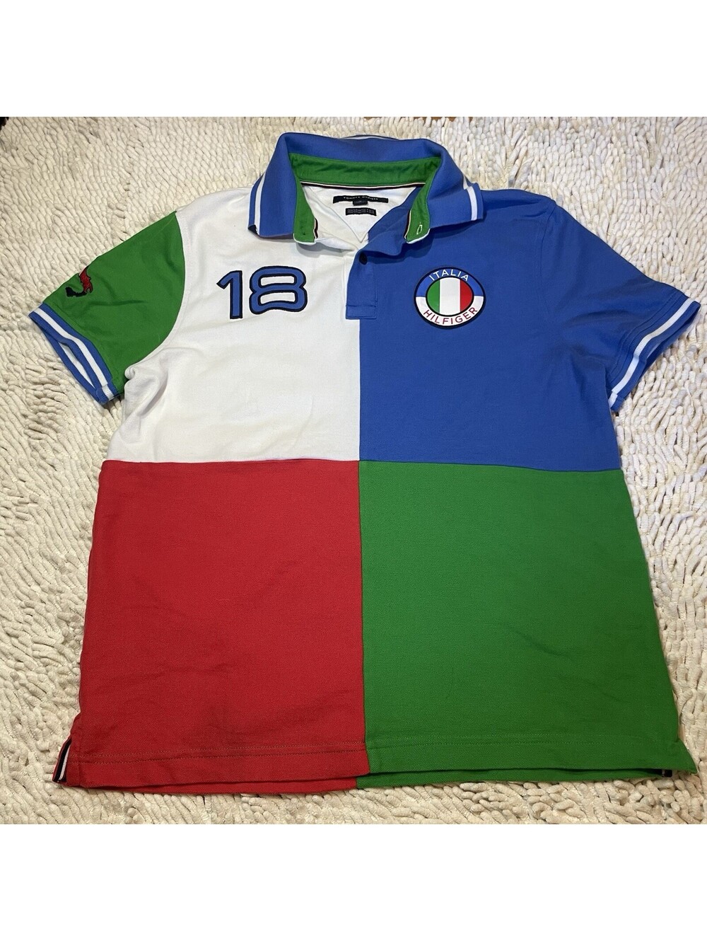 Tommy Hilfiger Italia Polo Men's M Multicoloured Performance Pique Logo